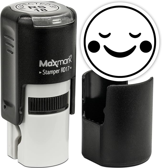 MaxMark Round Self Inking Emoji Stamp - Peace - Black Ink