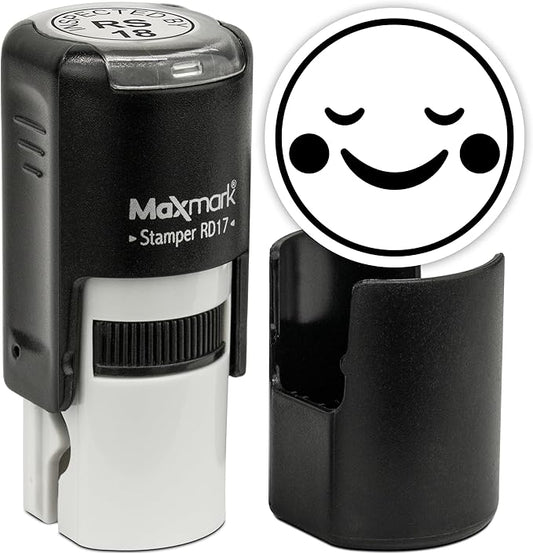 MaxMark Round Self Inking Emoji Stamp - Peace - Black Ink