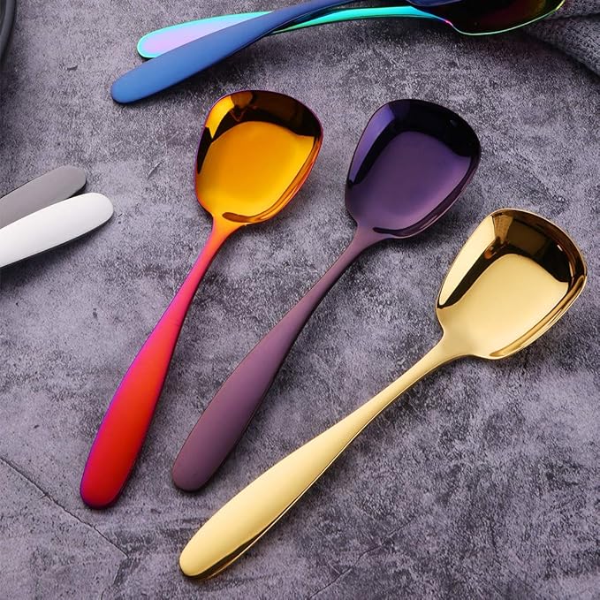 Stianless Steel Soup Spoon, Table Spoon, Set of 8 (multicolor)