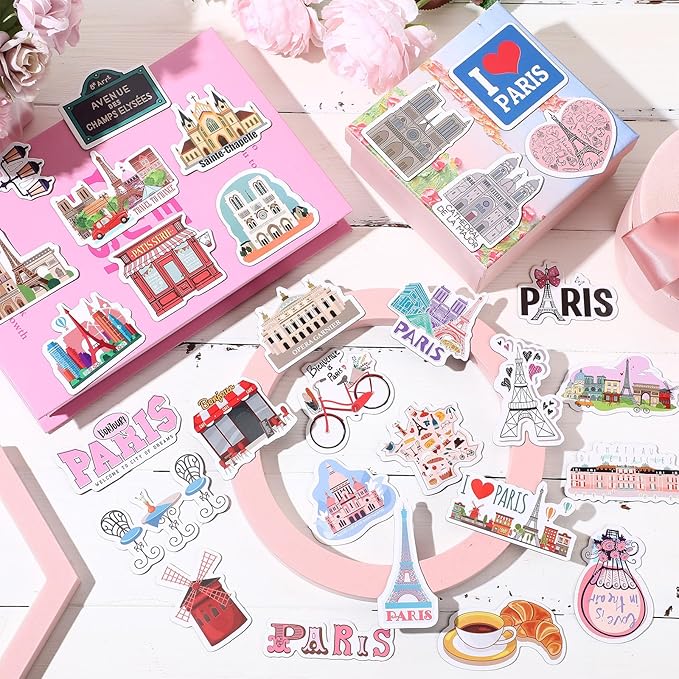 Konohan 30 Pcs Paris Souvenirs Gifts Paris Magnet for Refrigerator City Magnetic Refrigerator Stickers for Home Decoration