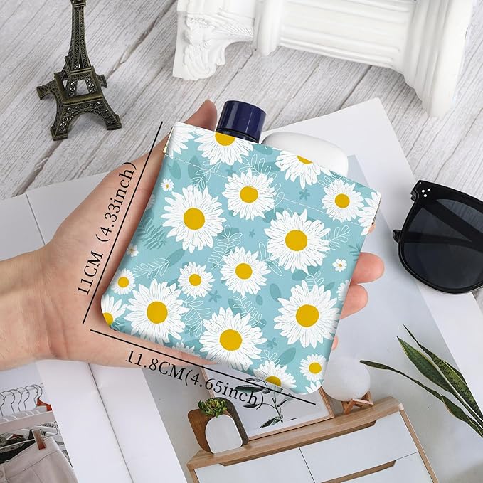 2Pcs PU Leather Small Squeeze Coin Purse Pouch Mini coin Bag Unique And Cute Wallet Cosmetic Bags Change Bag For Women Girls Men （White floral pattern