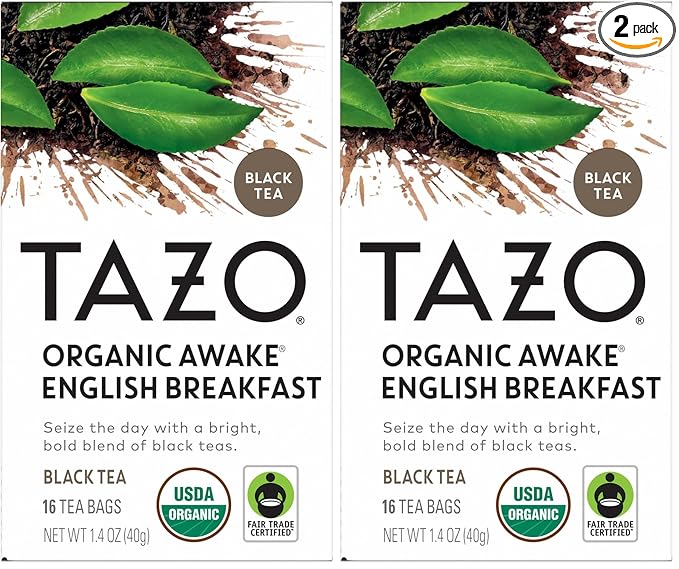 TAZO Tea Bags, Black Tea, English Breakfast | Regenerative Organic | 16 Count | Pack of 2