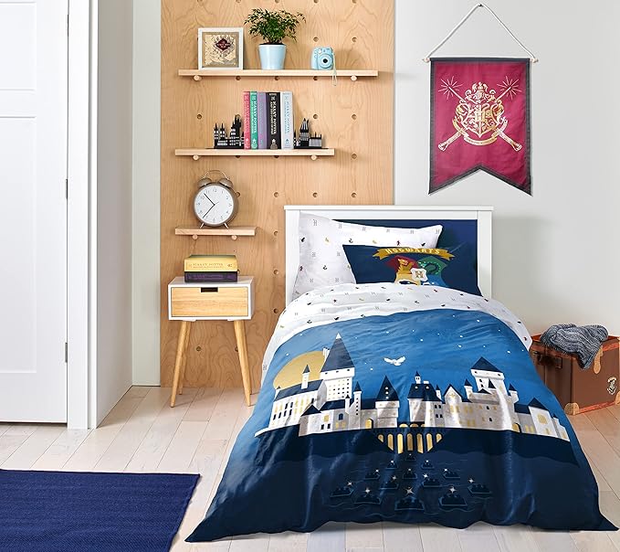 Saturday Park Harry Potter Exploring Hogwarts Full/Queen Duvet Cover & Sham Set - 3 Piece 100% Organic Cotton Duvet Set - GOTS & Oeko-TEX Certified (Harry Potter Official)