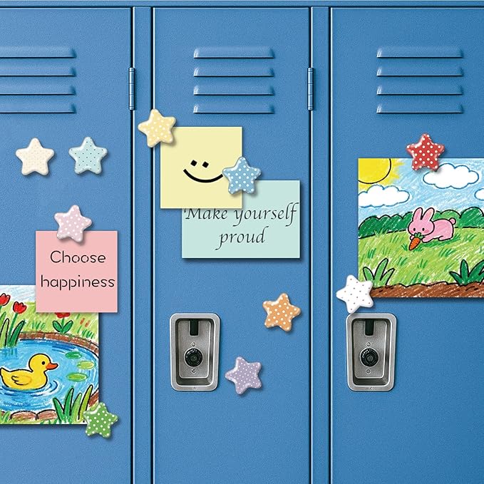 16 Pcs Fridge Magnets Polka Dot Stars Pattern Refrigerator Magnets Strong Magnetic Cute Small Decorative Designs for Office, Kitchen, Home, Locker, School, Cabinet, Whiteboard & Gift