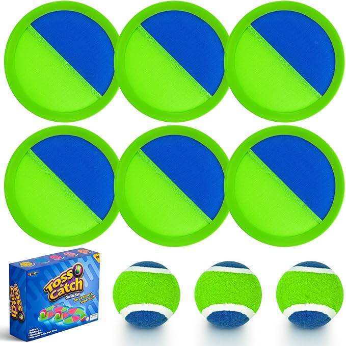 Ayeboovi Toss and Catch Ball Game Outdoor Beach Pool Toys for Kids Games 6 Paddle 3 Balls Pool Beach Lawn Yard Games 3 4 5 6 7 8+ Year Old Toddler Boys Girls Birthday Gift Stocking Stuffers