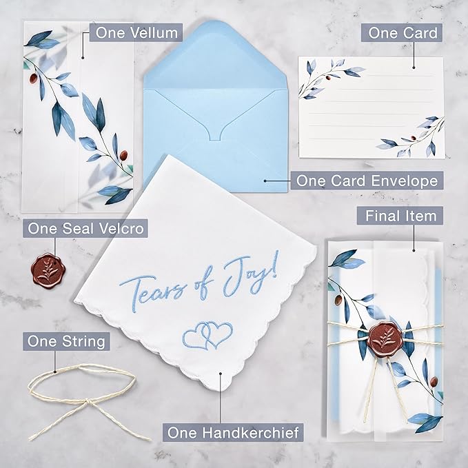 W&F GIFT Handkerchief - 12" x 12" - Something Blue for Bride on Wedding Day - Fun Gift