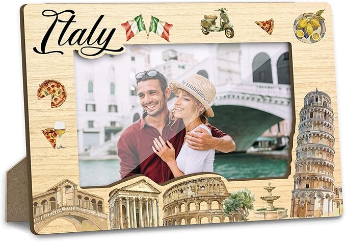 Italy Picture Frame, Engagement Wedding Picture Frames, Vacation Table Frame for Family, Italy Souvenir Birthday Gift for Friends Couples Honeymoon Gifts, Home Office Desktop Decoration -XK003
