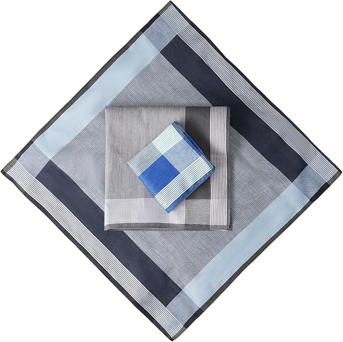HOULIFE Mens Handkerchiefs Soft Cotton Plaid Handkerchief for Men, Classic Checkered Pattern Hankies in Assorted 6/12 PCS