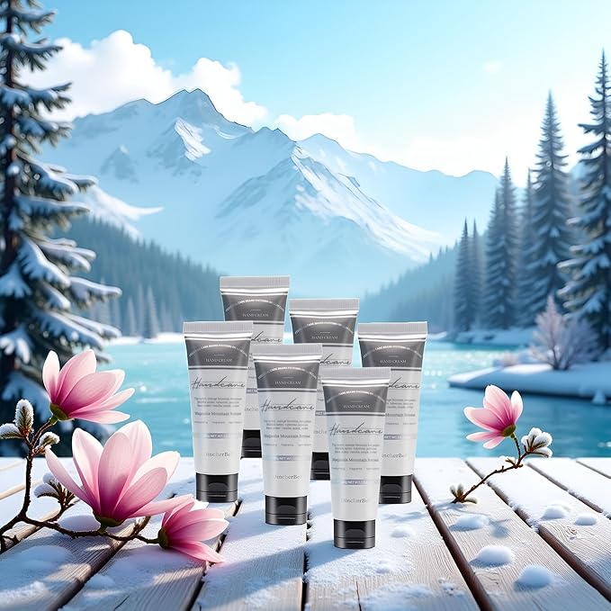 DincherBel 6 Pack Travel Size Hand Cream Set - 1 oz Moisturizing Lotion for Dry Cracked Hands, Magnolia Mountain Retreat Scented Hand Lotion Gift for Women, Nurses, Teachers, Bridesmaids