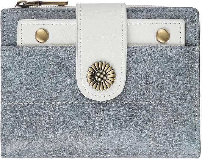 SENDEFN Small Wallets for Women Leather RFID Blocking Bifold Zipper Pocket Wallet with ID Window