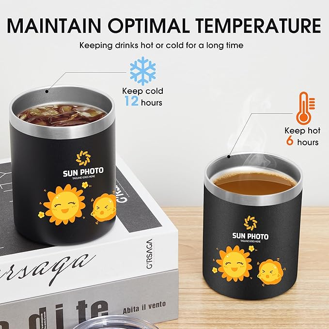 Personalized Custom Tumbler Print in USA 12oz 100Pcs Stainless Steel Travel Coffee Cup with Lid & Straw Double Wall Insulated Mug With Colorful Text Logo Photo