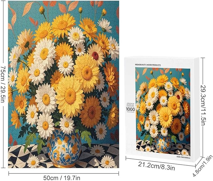 Jigsaw Puzzles for Adults 1000 Piece - Chrysanthemum Themed Wooden Puzzles Challenge Puzzles，Educational Games，Family Puzzles，Unique Gifts for Wall Art ，Funny Puzzles