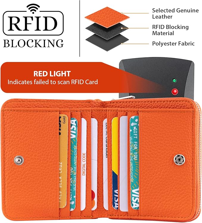 Genuine Small Wallet for Women, Slim RFID Blocking Credit Card Holder with ID Window, Compact Purses for Women with 31 Card Slots