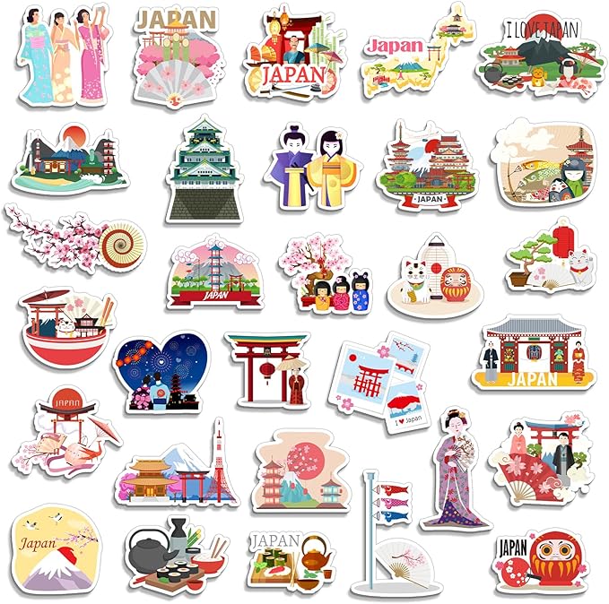 Konohan 30 Pcs Japanese Souvenirs Gifts Japan Magnet for Refrigerator Tokyo Magnetic Stickers Mount Fuji Kyoto Travel Gift for Home Decoration