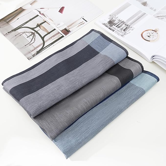HOULIFE Mens Handkerchiefs Soft Cotton Plaid Handkerchief for Men, Classic Checkered Pattern Hankies in Assorted 6/12 PCS