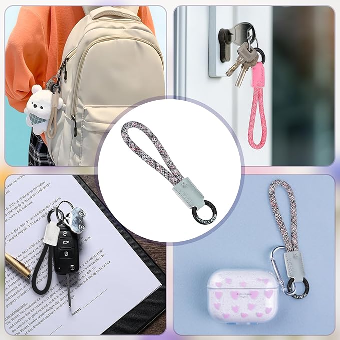 PATIKIL Handmade Cowhide Key Chain,Stylish Bag Pendant Leather Car Key Lanyard Mobile Phone Keychain Accessories, 2 Pack