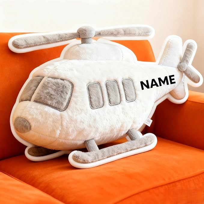 Personalized Helicopter Shaped Pillow, Custom Name Plush Stuffed Pillows for Kids, Suitable for Beds, Sofas, Bedrooms, Living Rooms Custom Decorative Cushion Gifts for Birthday and Anniversary