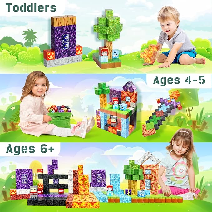 Magnetic Blocks - 100pcs Magnetic Building Blocks,1inch Magnetic Cubes Building Blocks Toys for Halloween Christmas Birthday Gift - STEM Sensory Toys for 3+ Years Old Girl Boys
