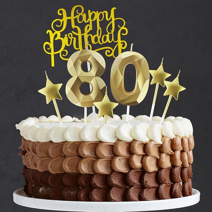 Golden Number 75 Birthday Candles and Star Birthday Candles 2.76 inch Birthday Cake Candles 3D Diamond Shaped Candles are Suitable for Birthday Parties and Anniversary Cake Decorations Candles
