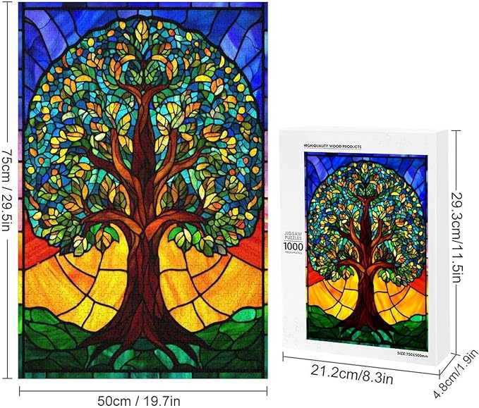 Jigsaw Puzzles for Adults 1000 Piece - Colorful Tree Themed Wooden Puzzles，Funny Puzzles，Stress Relief Games，Puzzle Games Challenge Puzzles，Educational Games