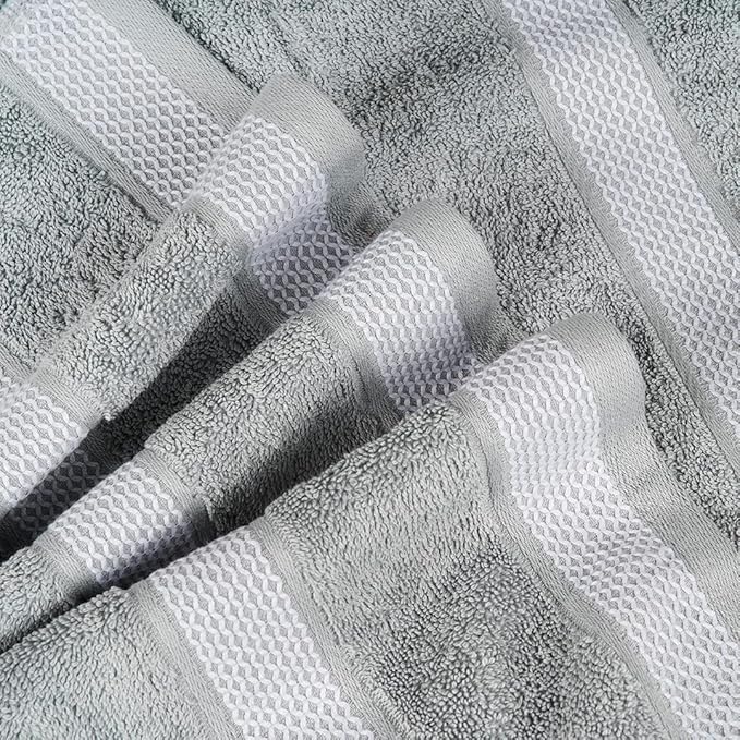 CASA COPENHAGEN Solitaire Mix 6 Pieces Towel Set- Grey Violet + Dusty Blue, 600 GSM 2Bath Towel 2Hand Towel 2Washcloth, Designed in Denmark Made of Soft Egyptian Cotton for Bathroom, Kitchen & Shower
