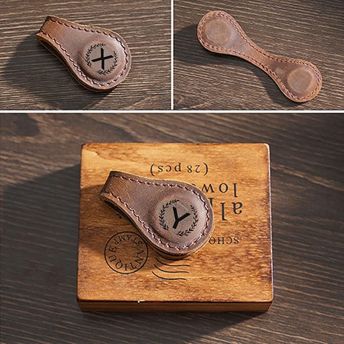 Magnetic Leather Bookmark with 26 Initial for Reading Women,Personalized Magnet Book Marks Gifts for Men,Book Lovers (Green, B)