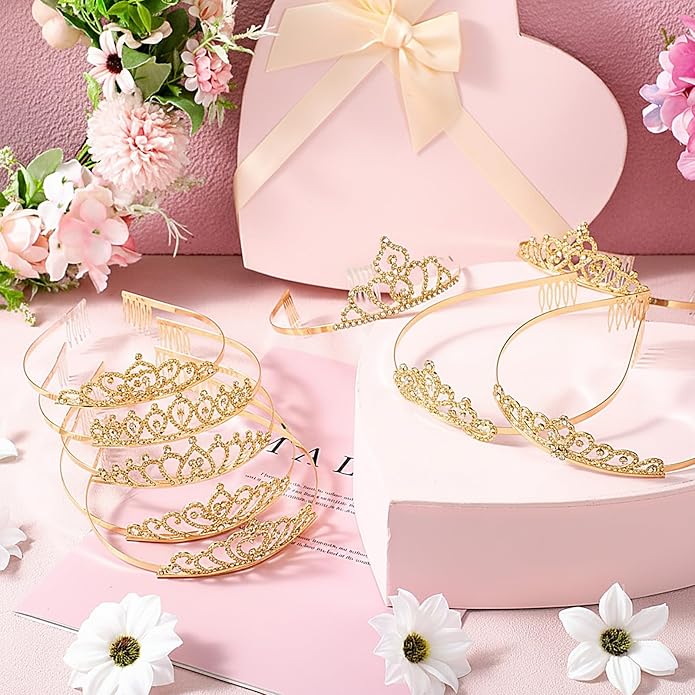 Riceshoot 50 Pcs Tiara Crowns Bulk for Women Crystal Princess Tiara Queen Rhinestone Crown with Comb Silver Bridal Wedding Headband for Women Prom Birthday Party Hair Accessory
