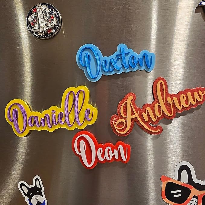 Iristy Custom name fridge magnet, family name magnets, locker name magnets, refrigerator name personalized magnet, many colors to choose from! A Flowing scripted style.