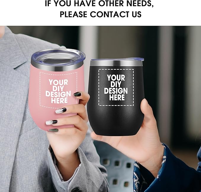 Personalized Wine Tumbler Glasses Print in USA Stainless Steel Travel Customized Coffee Cup with Lid & Straw Double Wall Insulated Mug with Colorful Text Logo Photo