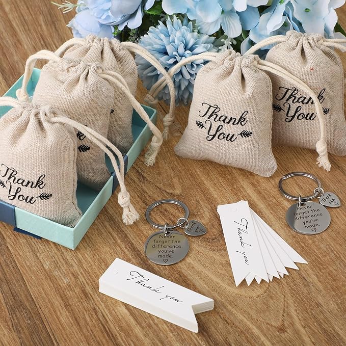 72 Pcs Employee Appreciation Gifts Bulk for Coworker 2025 Thank You Gifts Keychain with Drawstring Bag and Card