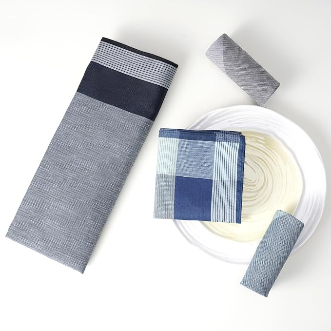 HOULIFE Mens Handkerchiefs Soft Cotton Plaid Handkerchief for Men, Classic Checkered Pattern Hankies in Assorted 6/12 PCS