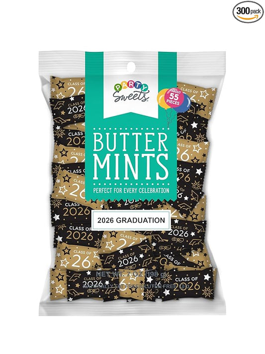 Party Sweets 2026 Graduation Buttermints by Hospitality Mints, Appx 300 mints, 7-Ounce Bags (Pack of 6)