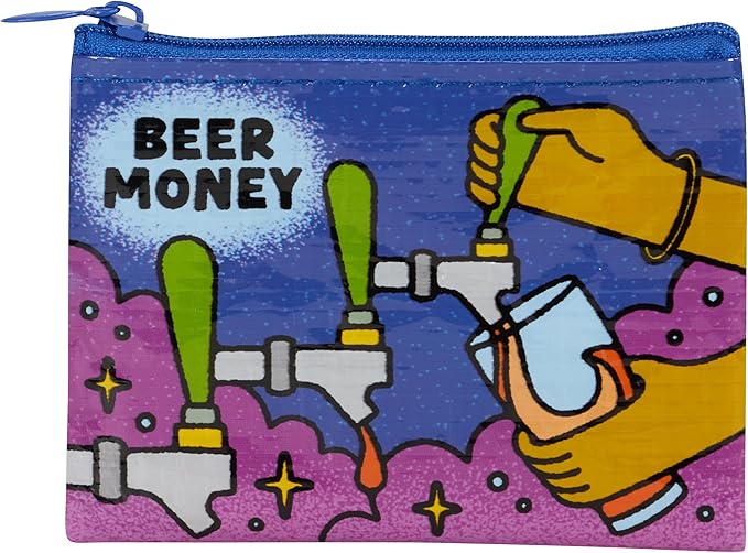 Blue Q Coin Purse – Cute Coin Pouch for Men and Women, Small Wallet Keychain Organizer, Zipper Bag for Coins, Gift Cards & Earbuds, Mini Card Holder, Compact Zip Wallet, 3"h x 4"w
