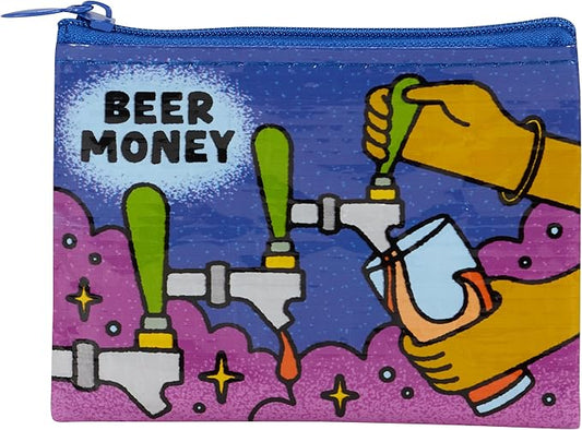 Blue Q Coin Purse – Cute Coin Pouch for Men and Women, Small Wallet Keychain Organizer, Zipper Bag for Coins, Gift Cards & Earbuds, Mini Card Holder, Compact Zip Wallet, 3"h x 4"w