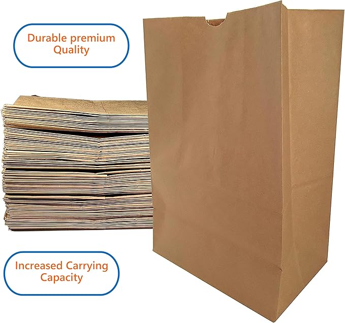 Heavy Duty 57 Lb Large Brown Paper Bag – 50 Count, Eco-Friendly Shopping Bags, Great for Grocery, Retail, and More – Strong, Durable, and Reusable