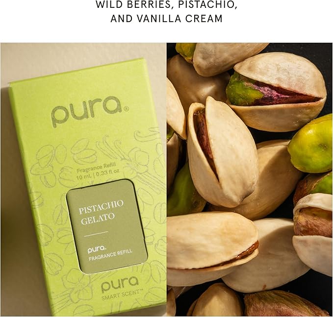 PuraHome Scent Refill - Smart Home Air Diffuser - Up to 120-Hours of Luxury Fragrance per Refill - Home Essential - Clean & Safe Diffuser Fragrance - 2 Pack, Pistachio Gelato