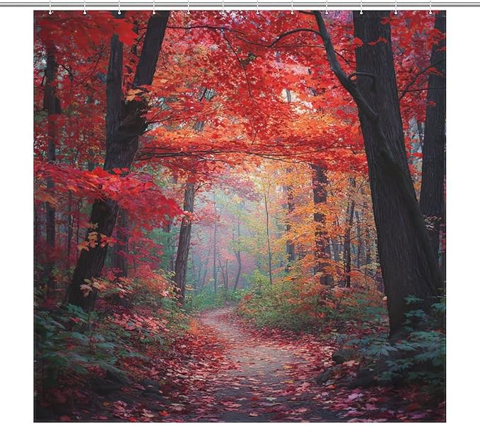 Thanksgiving Fall Maple Shower Curtain Waterproof Washable Fabric Bathroom Shower Curtains for Bathroom Decorations Home Indoor Decor 72x72Inch