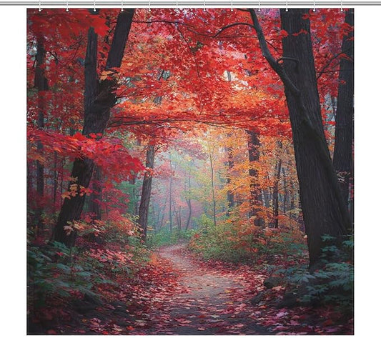 Thanksgiving Fall Maple Shower Curtain Waterproof Washable Fabric Bathroom Shower Curtains for Bathroom Decorations Home Indoor Decor 72x72Inch