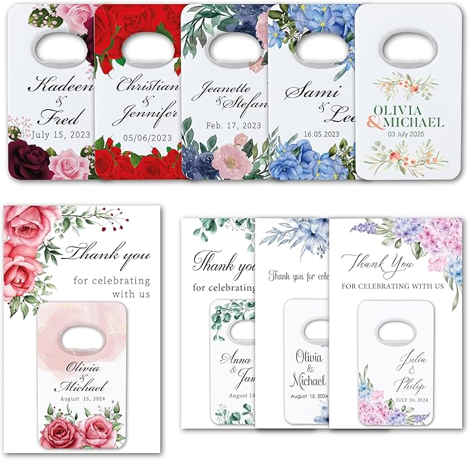 20 PCS Personalized Wedding Favors Bottle Openers - Custom Wedding Gifts for Guests with Thank You Cards, Memorable Thank You Gift for Celebrating Your Special Day (Credit Card)