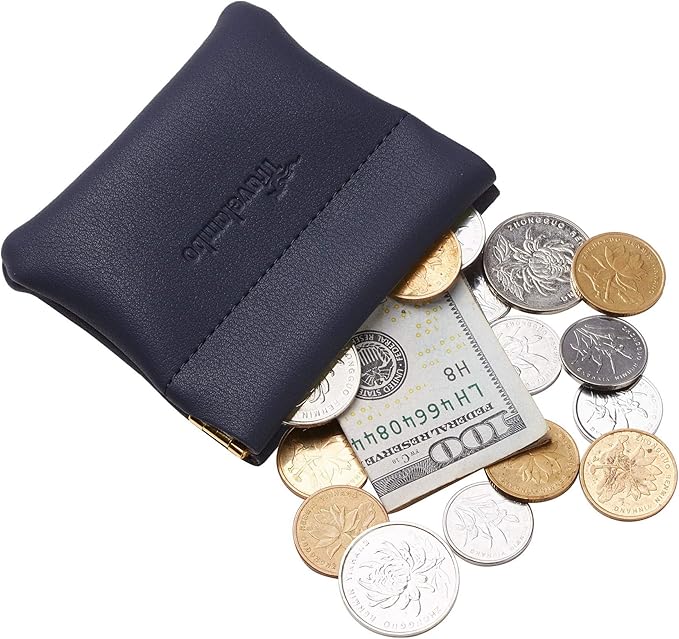 Travelambo Leather Squeeze Coin Purse Pouch Change Holder For Men & Women 2 pcs set