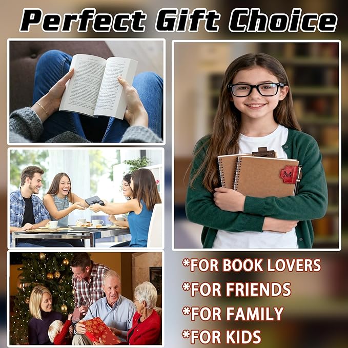 Personalized Magnetic Leather Bookmark with Pen Holder Custom Book Mark with Name Initial Logo Engraved Book Markers for Reading with Pencil Clip Gifts for Book Lovers Women Men Kids