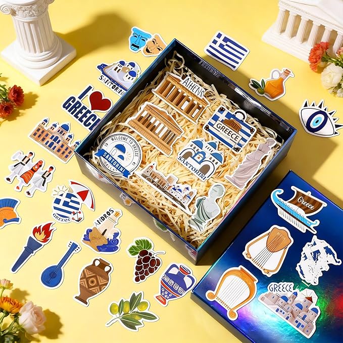 Konohan 30 Pcs Greece Souvenirs Gifts Greece Magnet for Refrigerator City Magnetic Refrigerator Stickers for Home Decoration