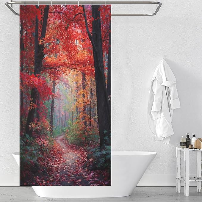 Thanksgiving Fall Maple Shower Curtain Waterproof Washable Fabric Bathroom Shower Curtains for Bathroom Decorations Home Indoor Decor 35x72Inch