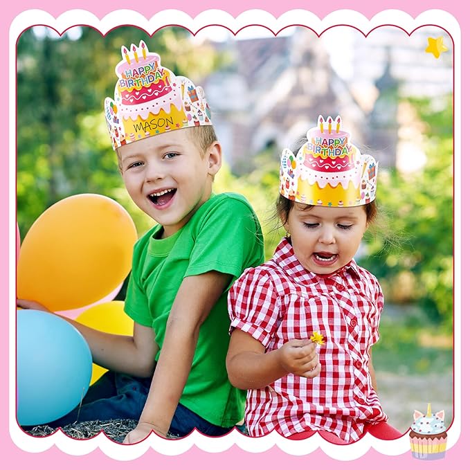 Outus 42 Pack Happy Birthday Crowns for Kids Classroom with Elastic Band for Teachers Students Kindergarten Party