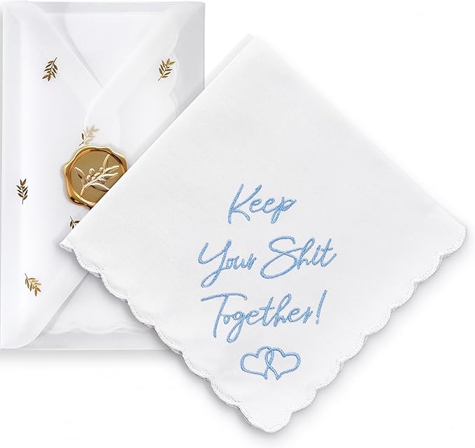 W&F GIFT Handkerchief - 12" x 12" - Something Blue for Bride on Wedding Day - Fun Gift