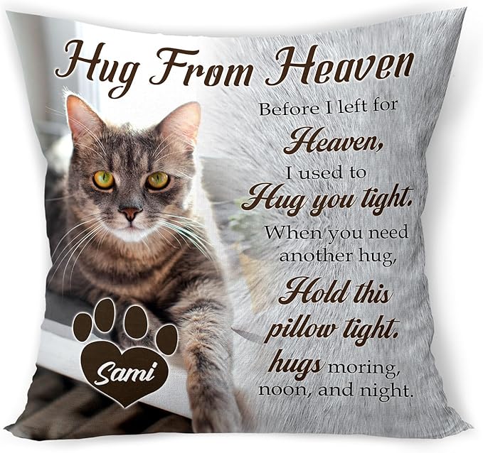 Personalized Pet Memorial Throw Pillow (Insert Included), Cat Memorial Pillow, Cat Memorial Gifts For Loss Of Cat, Loss Of Cat Sympathy Gift, Cat Remembrance Gifts, Dog Memorial Gifts For Loss Of Dog