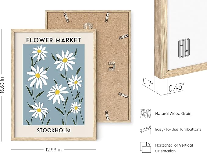 HAUS AND HUES Flower Market Print, Danish Pastel Wall Decor, Flower Market Posters, Spring Art Paintings, Danish Pastel Wall Decor, Blue Posters and Prints (Beige Frame, 12x16)