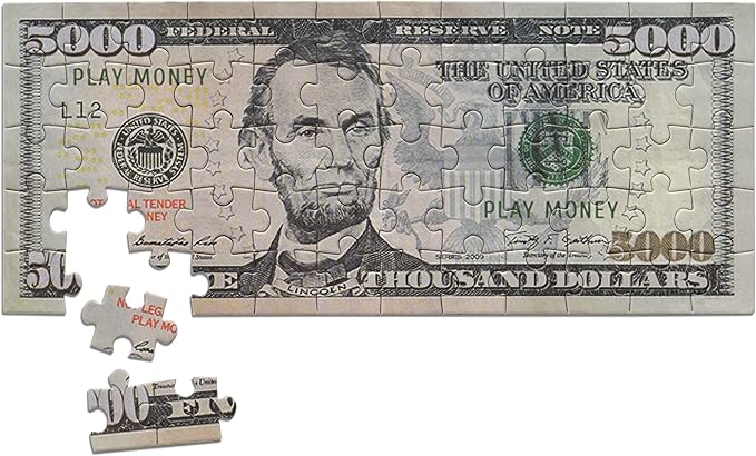 Dollar Bill Copy Money Puzzles - Adults Educational Kids Money Puzzle Souvenir Gift for Christmas Birthday Party Favor Mini Jigsaw Puzzle 9 x 4 in. (5.000)