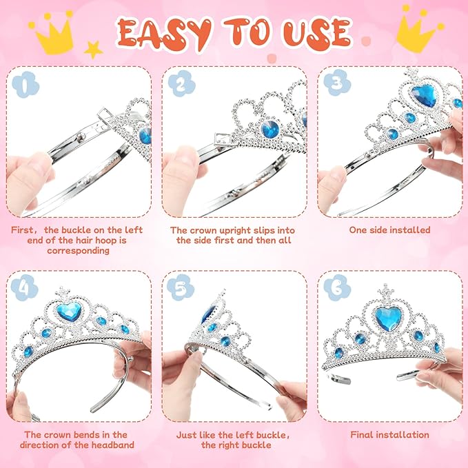 Zhanmai 24 Pcs Tiara Crown Set Princess Crown for Girls Plastic Tiaras Dress up Costume Party Favor Accessories Kid Birthday (Bright Colors)