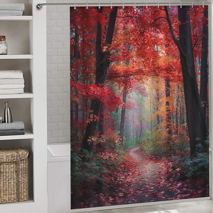 Thanksgiving Fall Maple Shower Curtain Waterproof Washable Fabric Bathroom Shower Curtains for Bathroom Decorations Home Indoor Decor 64x72Inch